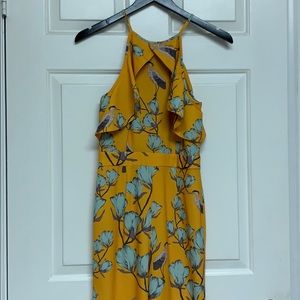 Anthropologie Floral Yellow Green Jumpsuit Size 2
